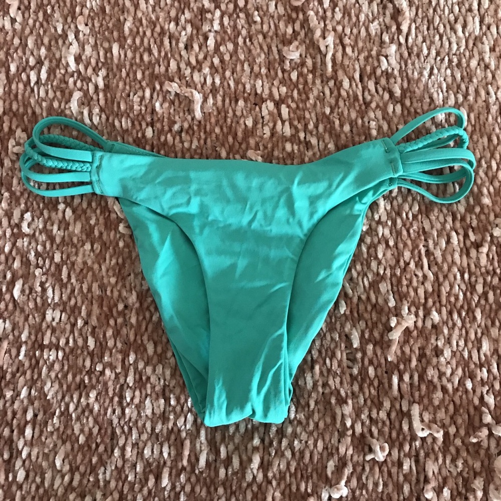 Roxy turquoise ruched bikini bottoms